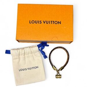 Louis Vuitton Monogram Canvas Bracelet w/ Mini Speedy Bag Charm Size 17
